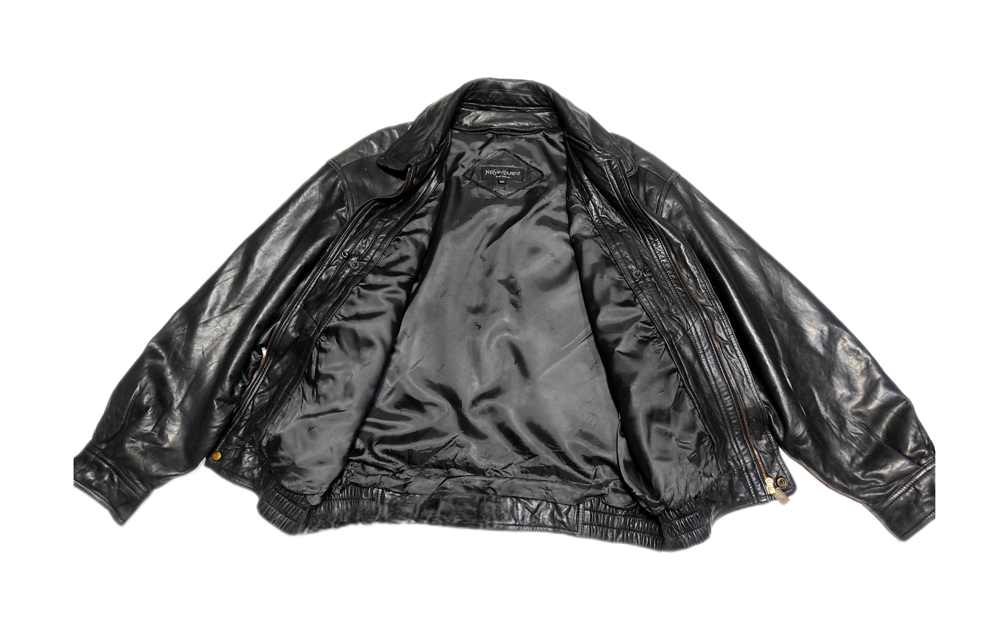 Yves Saint Laurent Rare! Beautiful Yves Saint Laurent Bomber Leather Jacket Size US L / EU 52-54 / 3 - 3 Thumbnail