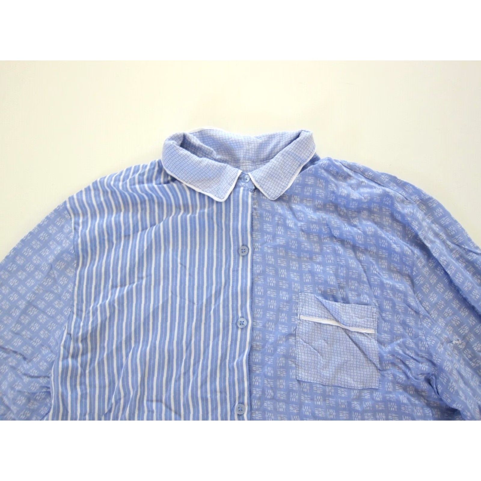 DKNY Vtg DKNY 100% Rayon Purple White Stripe Button Down Collared Pajama Shirt Large Size L / US 10 / IT 46 - 3 Thumbnail