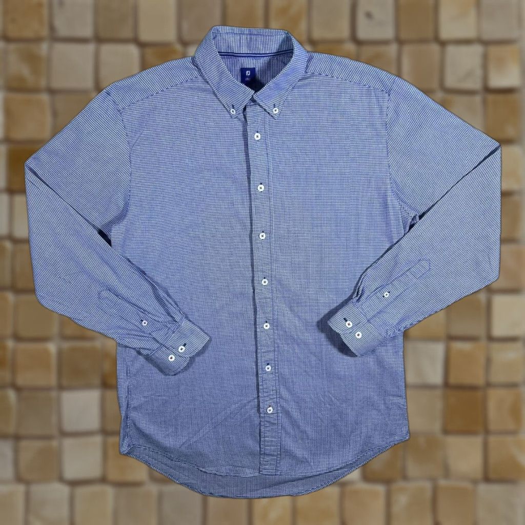 Footjoy FootJoy 1857 Classic Blue White Check Golf Long Sleeve Button-Up Shirt Medium Size US M / EU 48-50 / 2 - 1 Thumbnail