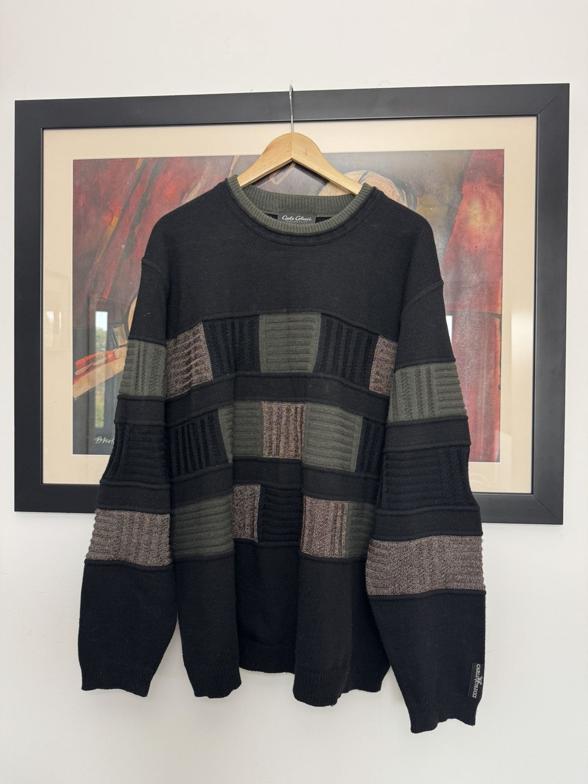 Vintage Carlo Colucci Cable Sweater Knit Large Coogi Vibe