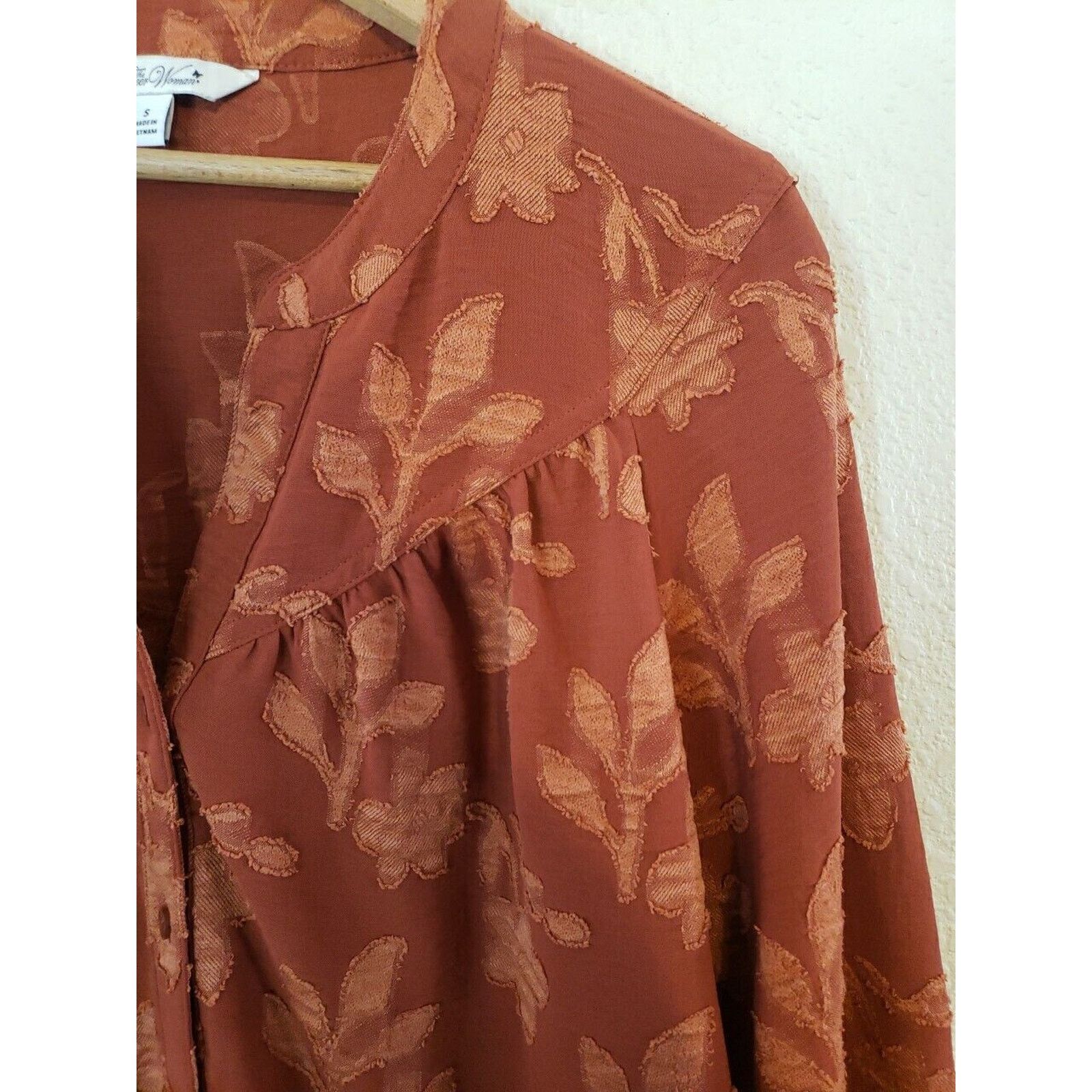 Other The Pioneer Woman Orange Floral Blouse SMALL L/S Button Top Size S / US 4 / IT 40 - 2 Thumbnail