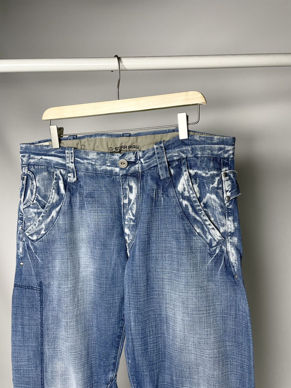 G-Star G-Star RAW Faded Distressed Vintage Washed Denim Work Jeans Size US 36 / EU 52 - 4 Thumbnail
