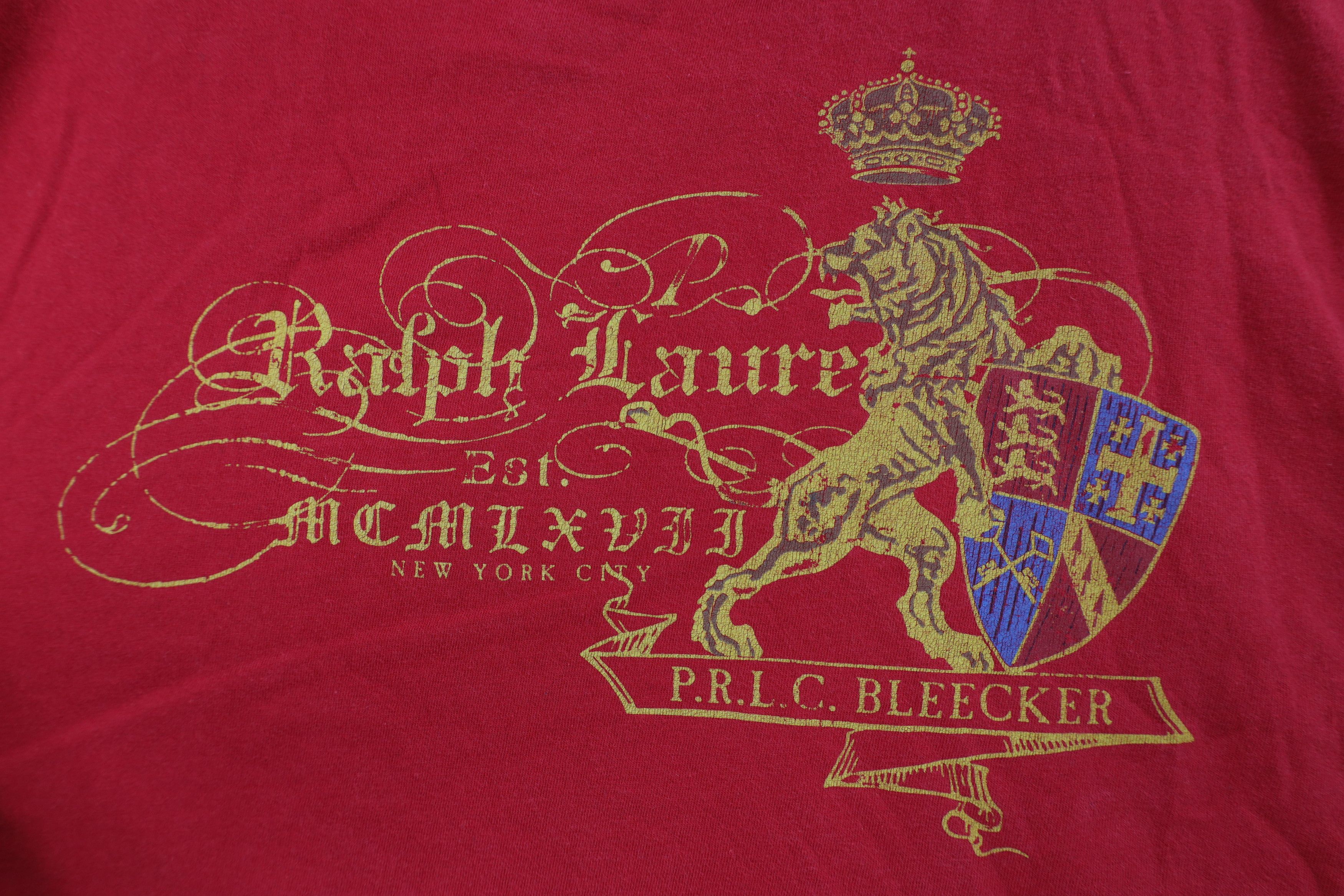 Ralph Lauren Vintage 90s Ralph Lauren Lion Crest Bleecker T-Shirt Red Size US S / EU 44-46 / 1 - 4 Thumbnail