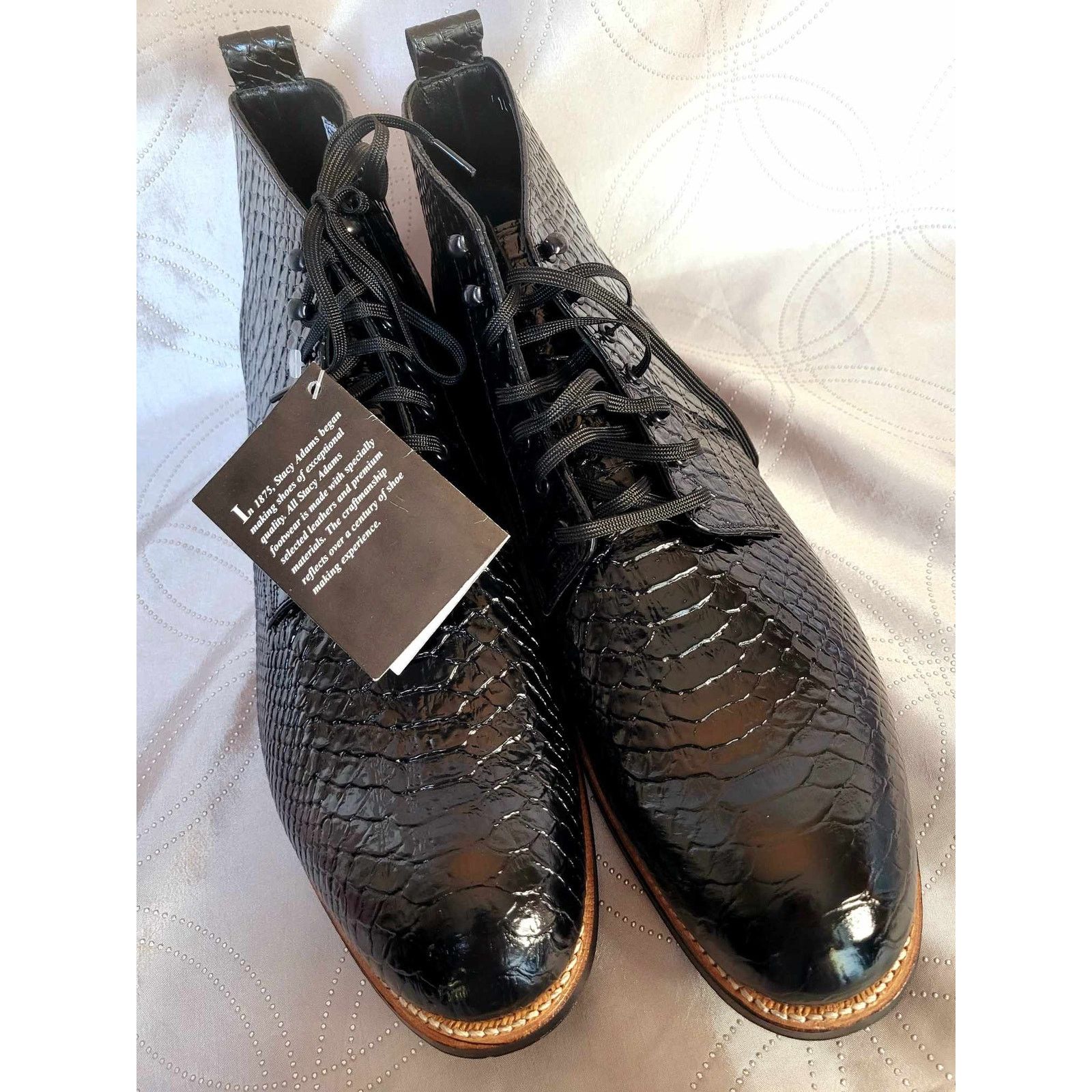 Stacy Adams NEW Size 14D Stacy Adams Black Leather High Top Boots Shoes Size US 14 / EU 47 - 19 Thumbnail