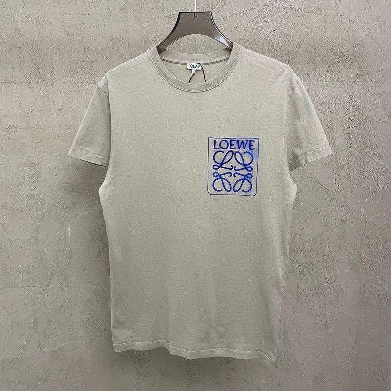 Loewe loewe Gray-brown short-sleeved T-shirt with blue embroidere Size US XXS / EU 40 - 3 Thumbnail