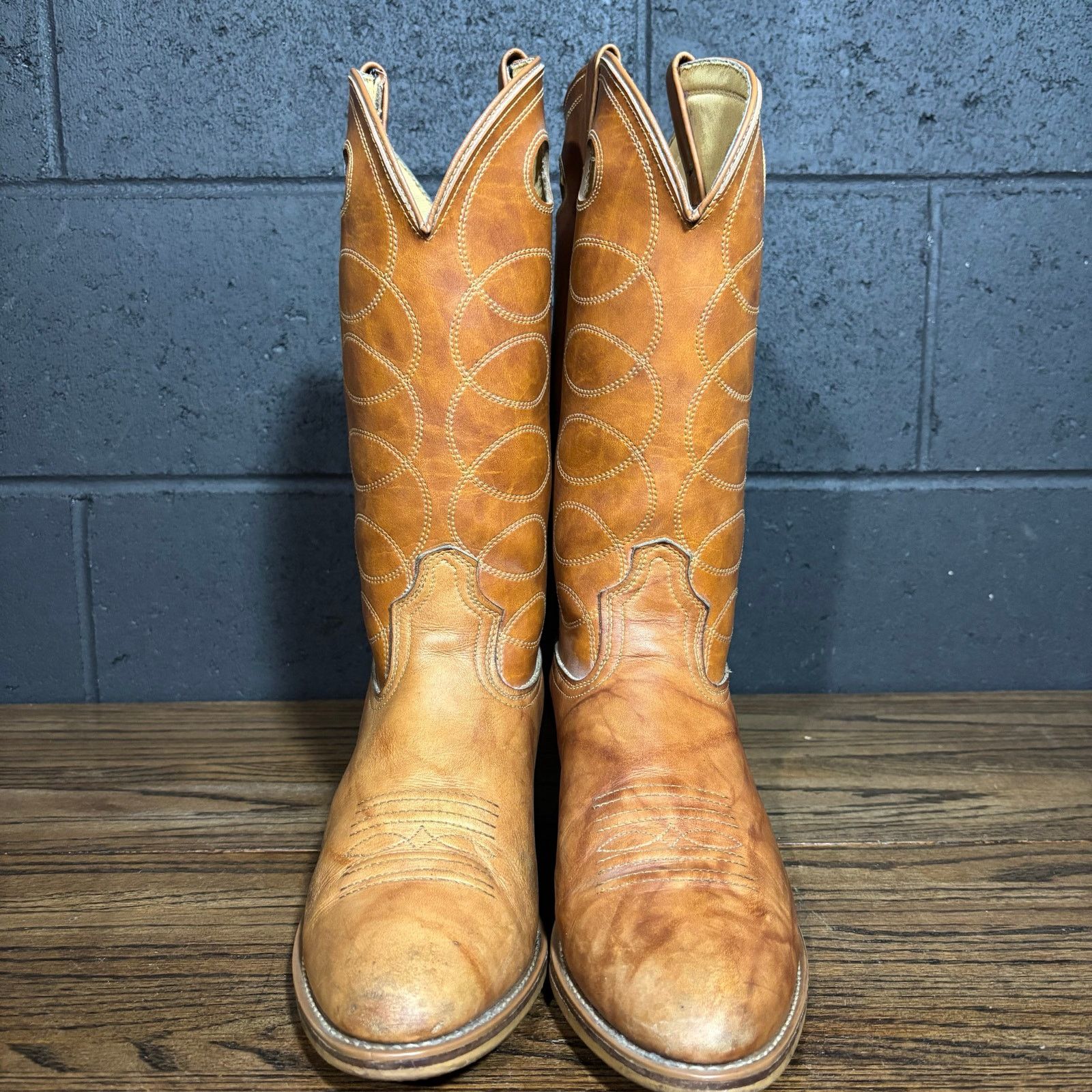 Other Vintage Acme Western Boots 11.5 D Tan Leather USA Buckaroo Size US 11.5 / EU 44-45 - 3 Thumbnail