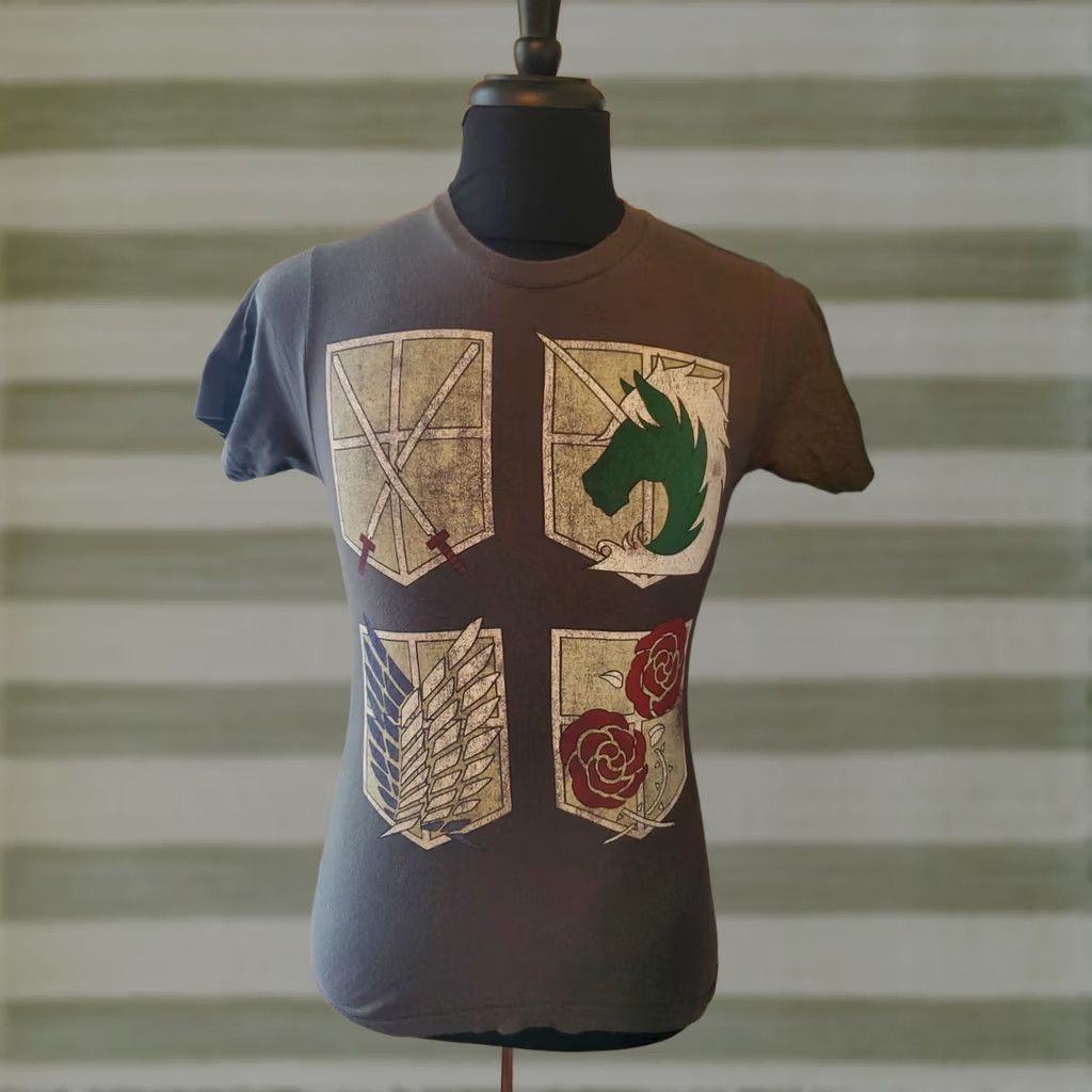 Ripple Junction Attack On Titan T-shirt Small Mens Gray 4 Shields Ripple Junction Anime Tee Size US S / EU 44-46 / 1 - 1 Thumbnail