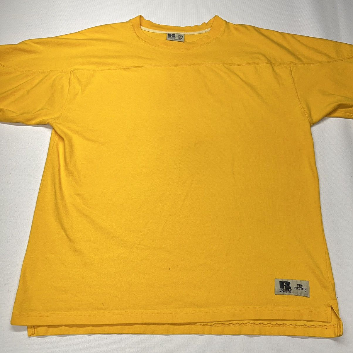 Russell Athletic × Vintage VTG Russell Athletic Shirt Yellow Pro Cotton Long Sleeve Size US XXL / EU 58 / 5 - 2 Thumbnail