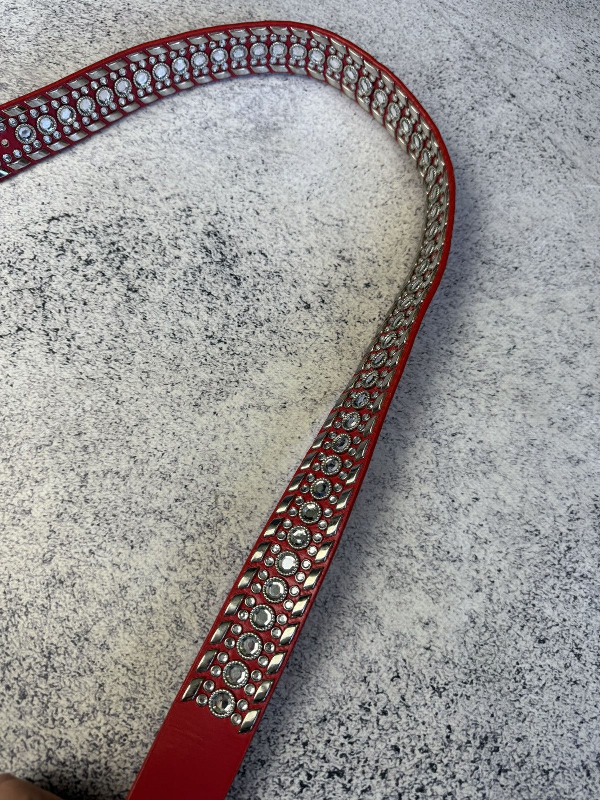B.B. Simon Y2k 2000s BB Simon Type Red Rhinestone Crystal Belt Size ONE SIZE - 7 Thumbnail