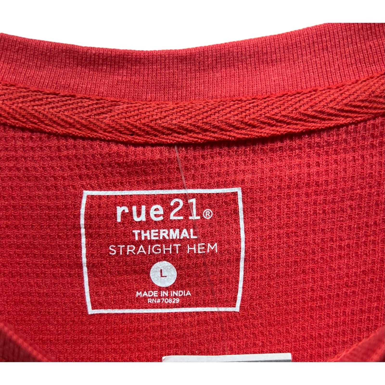 rue21 Rue 21 - Men's Waffle Knit Henley Athletic Top - Red - Large Size US L / EU 52-54 / 3 - 7 Thumbnail
