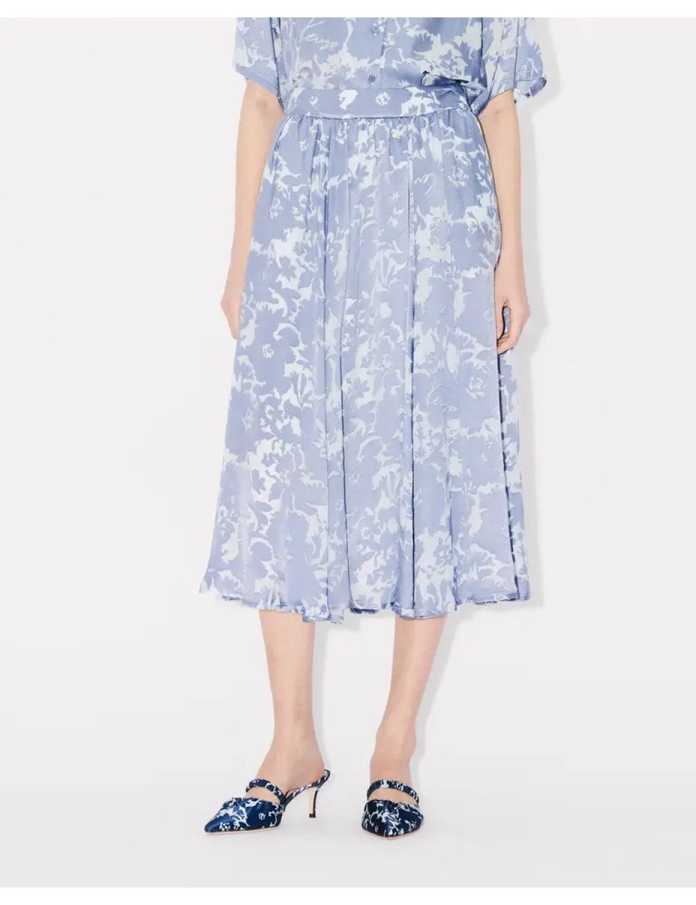 Kenzo o1y1025 Midi Skirt in Light Blue Size 30" / US 8 / IT 44 - 2 Thumbnail