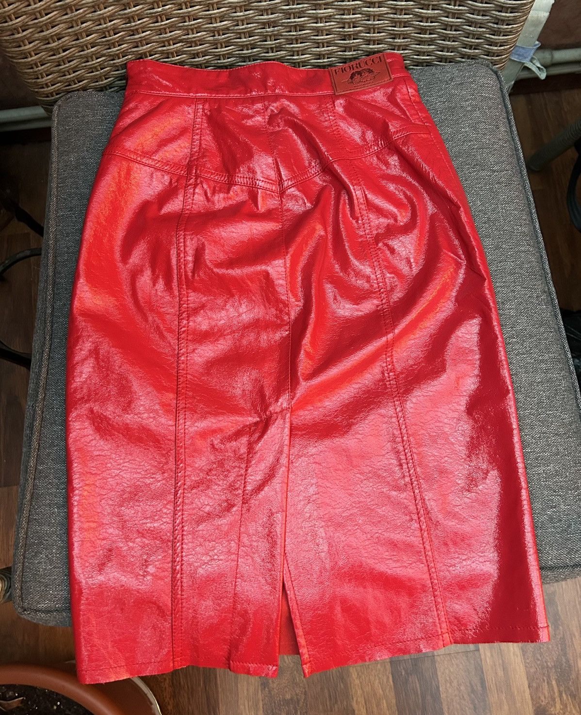 Fiorucci FIORUCCI Red Vinyl Margot Skinny Skirt Size 24 Made In Italy Size 24" / US 00 / IT 34 - 2 Thumbnail