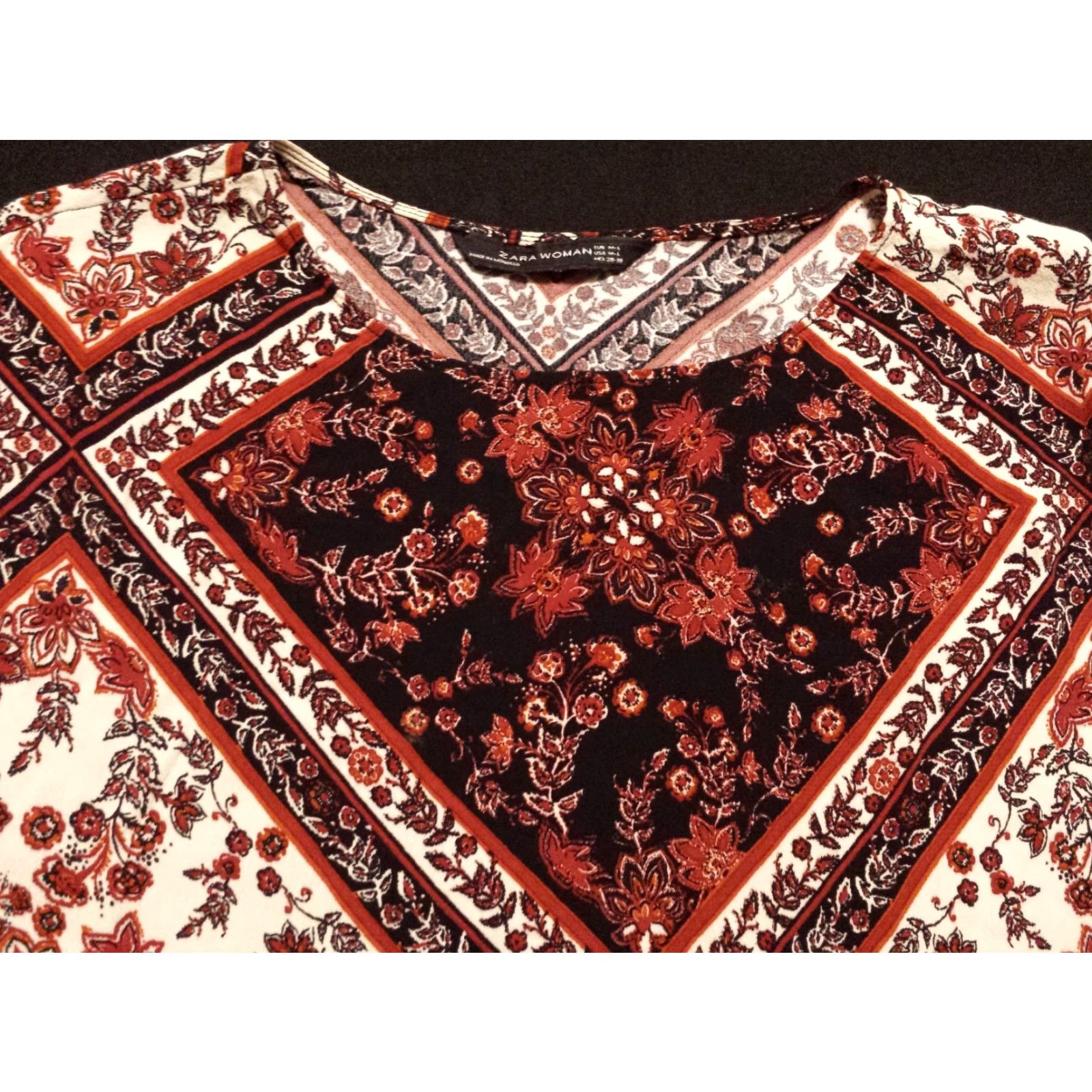 Zara Zara Blouse Women L Multicolor Floral 3/4 Sleeve Round Neck Polyester Casual Womens Size L / US 10 / IT 46 - 3 Thumbnail