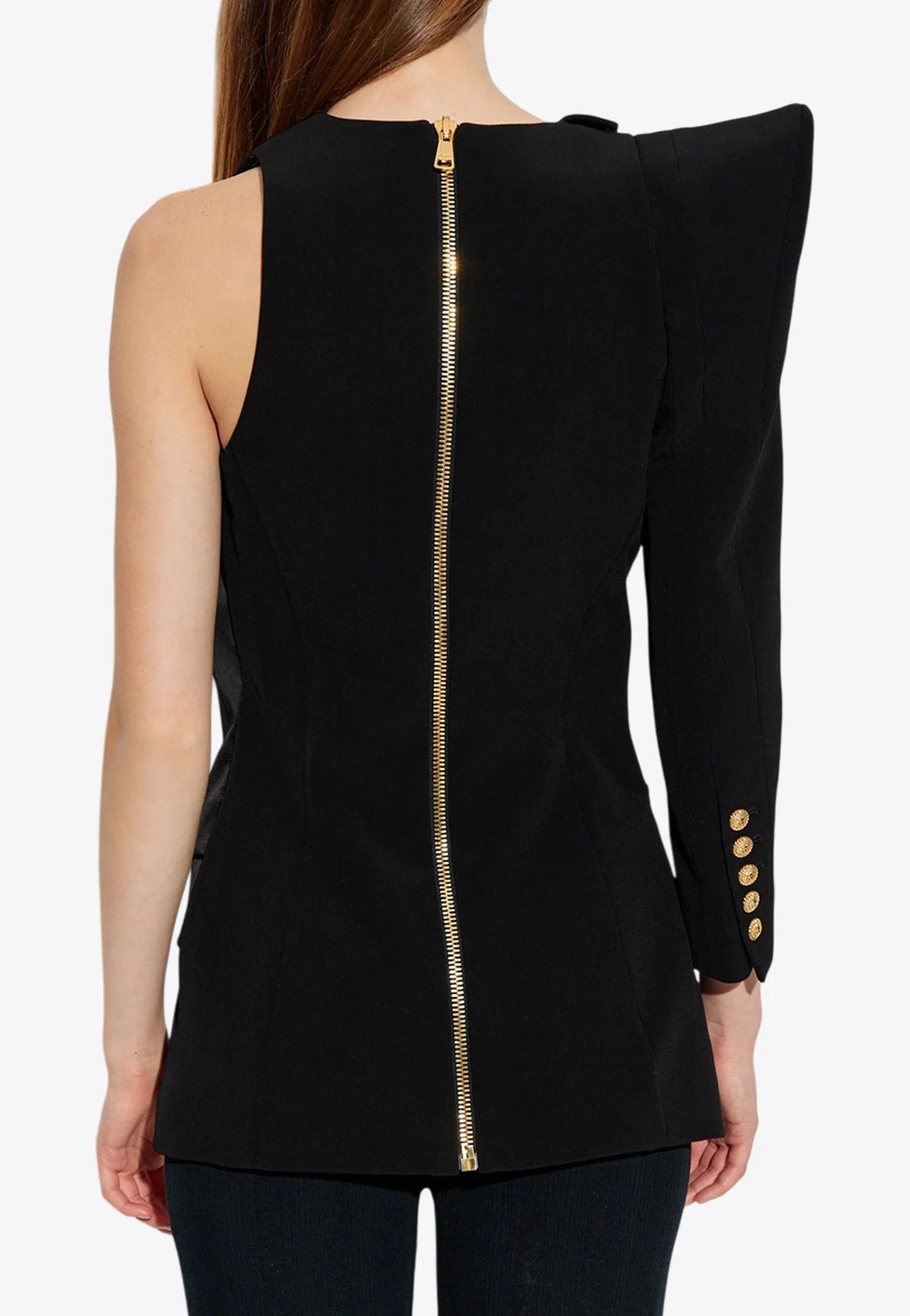 Balmain o1srvl11e1125 Asymmetric Blazer in Black Size XS / US 0-2 / IT 36-38 - 3 Thumbnail