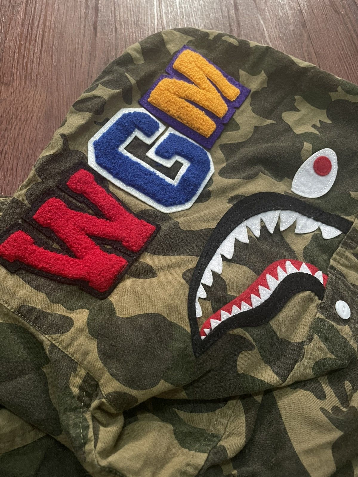 Bape Bape Shark Camouflage Ladies Button Up Shirt With Hoodie Size XS / US 0-2 / IT 36-38 - 4 Thumbnail