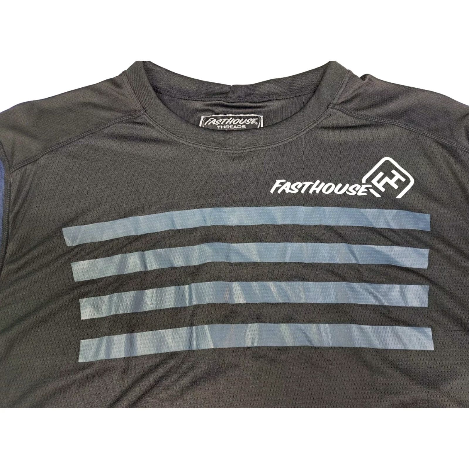 Vintage NWT Fast House Threads Fast Line Stripes Short Sleeve Blue Shirt L Mens Crew Neck Athletic 6170 T-Shirt Size US L / EU 52-54 / 3 - 4 Thumbnail