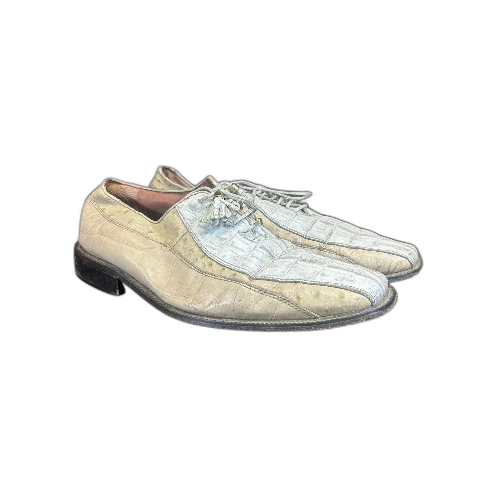 Vintage Marco Vicci Alligator Skin White Oxford Dress Shoe Square To Size US 11 / EU 44 - 2 Thumbnail