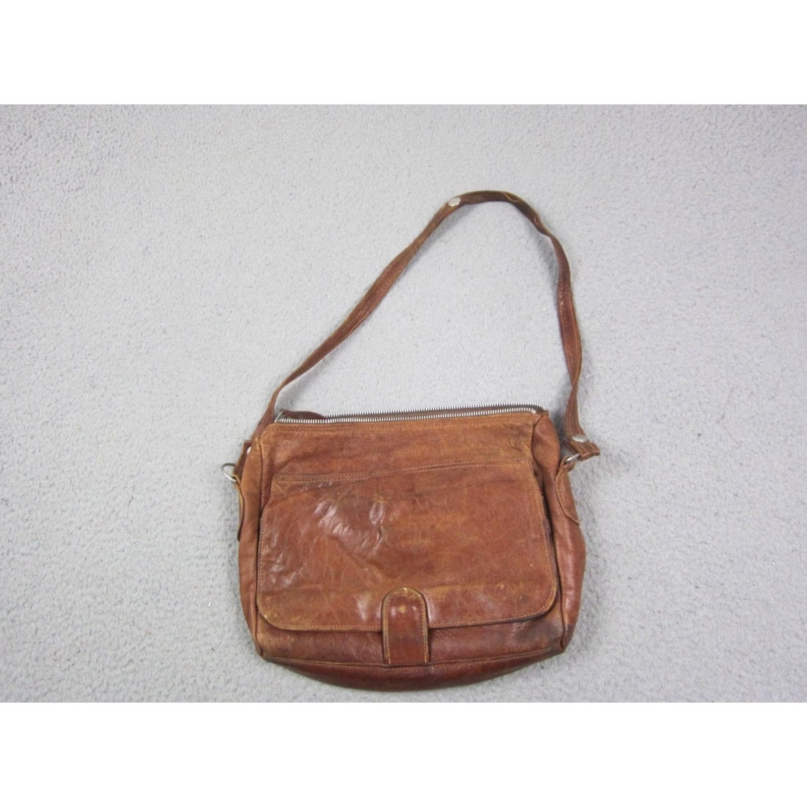 Vintage VINTAGE Womens Bag Brown Leather Crossbody Purse Messenger Satchel 60s 80s 90s Size ONE SIZE - 4 Thumbnail