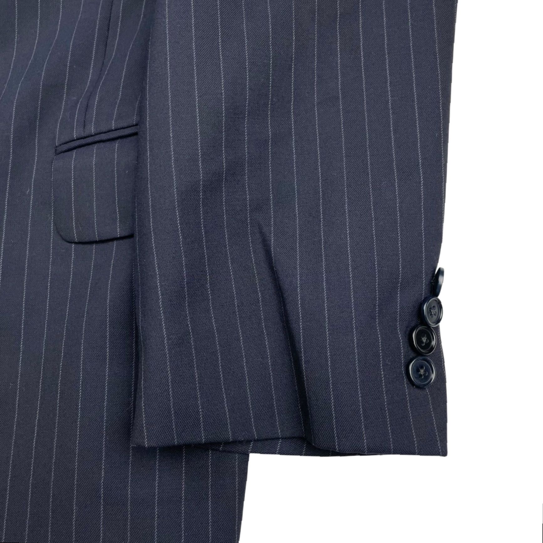 Brooks Brothers Brooks Brothers Blazer Jacket Navy Blue Stripe Wool Stretch 2-Button Long 42L Mens Regular Size 42R - 4 Thumbnail