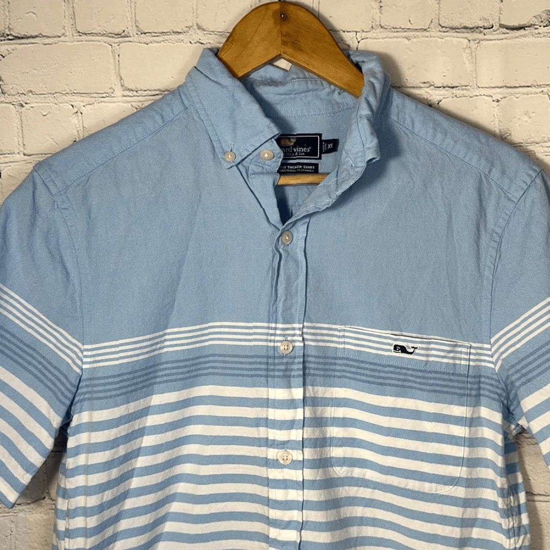 Vineyard Vines Vineyard Vines Tucker Shirt Slim Fit Short Sleeve Shirt XS Cotton Tencel Blue Men XS Size US XS / EU 42 / 0 - 2 Thumbnail