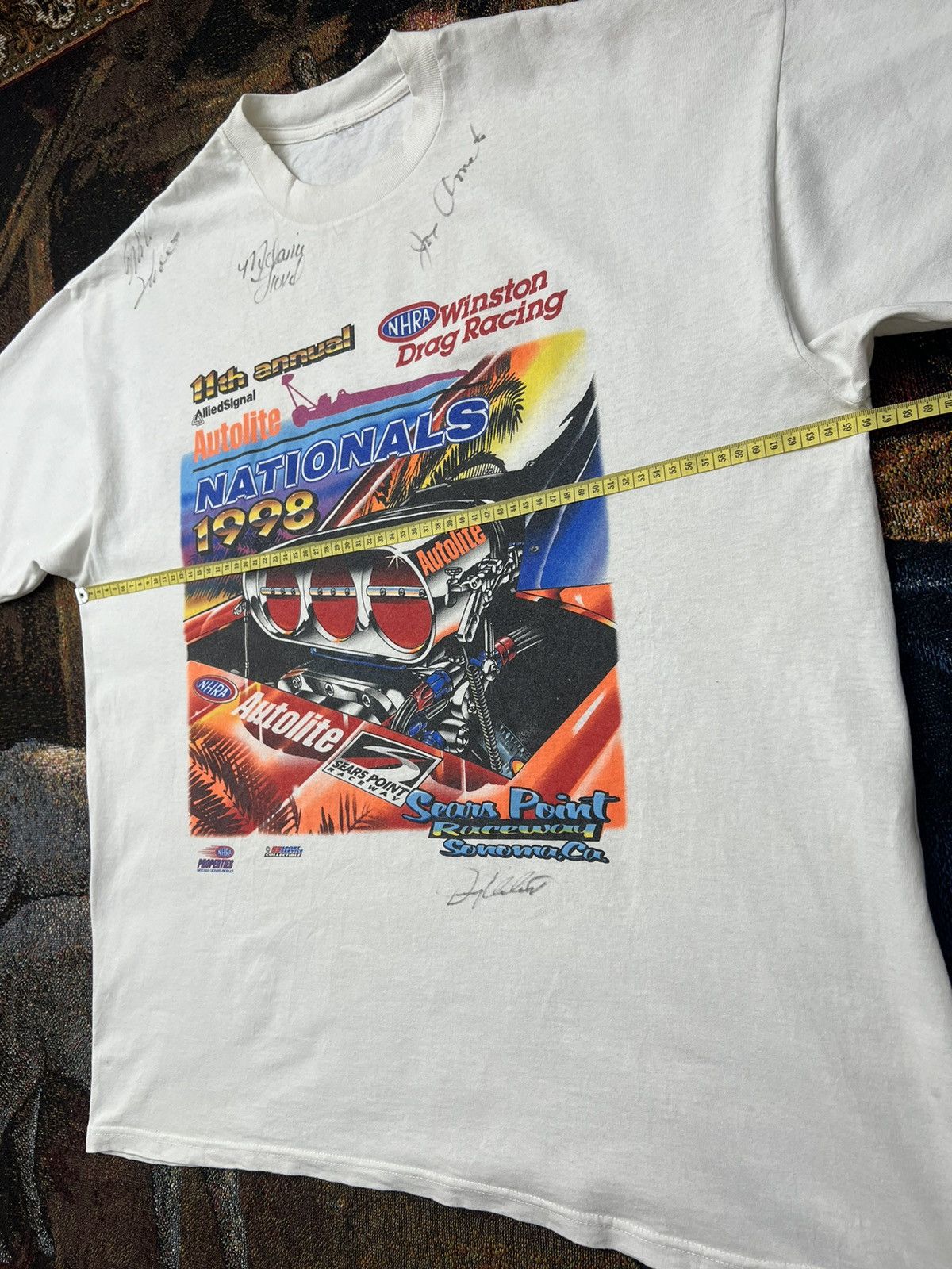 Vintage Vintage '98 NHRA Drivers Signed Tee Size US XXL / EU 58 / 5 - 7 Thumbnail