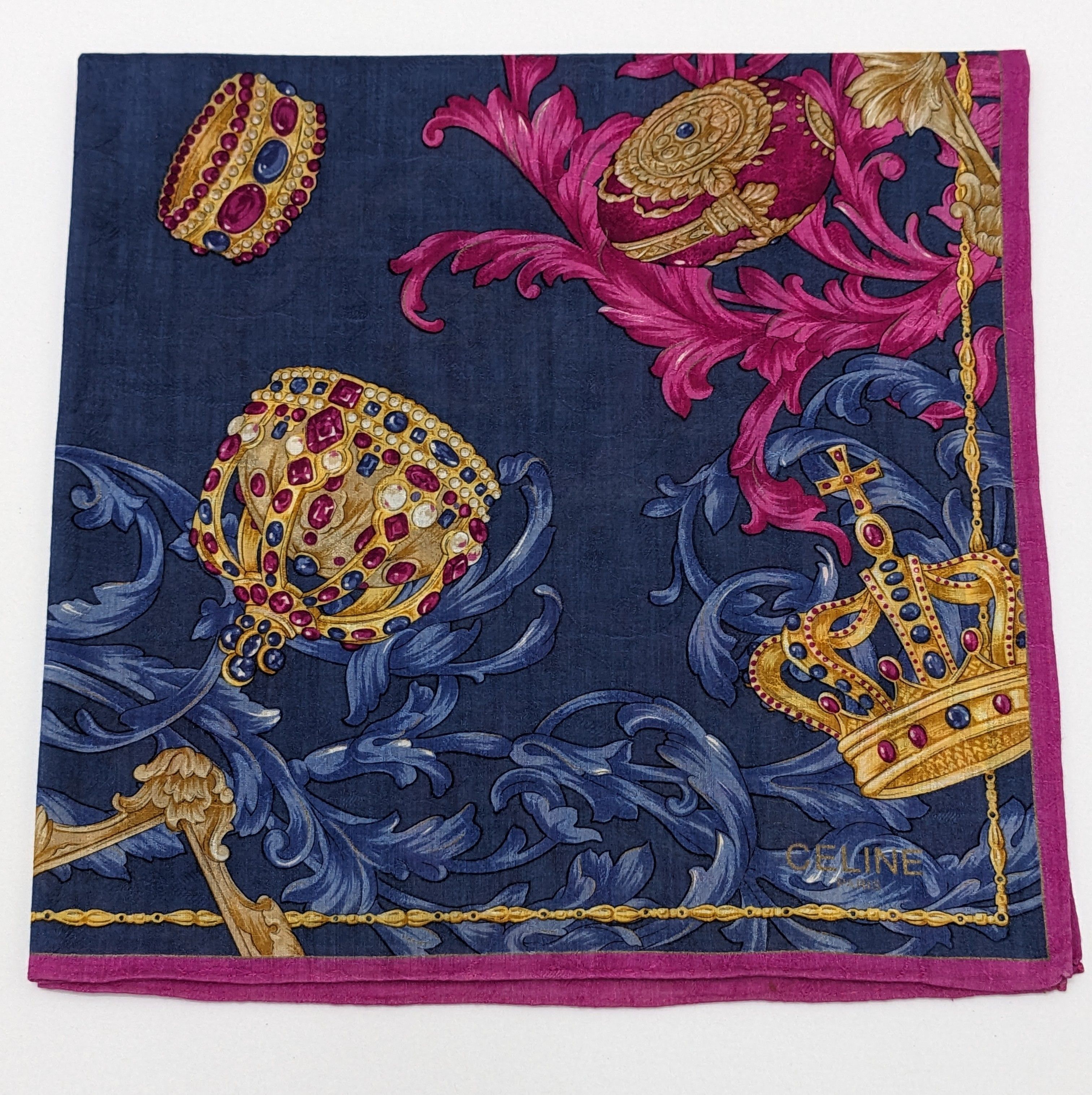 Celine Céline Silk Royal Crown Fabergé Egg Motif Baroque Scrolls Size ONE SIZE - 1 Thumbnail