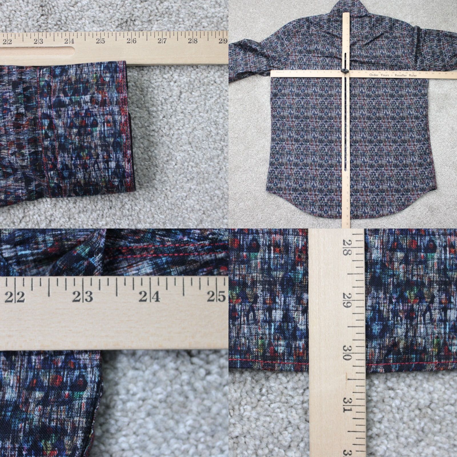 Vintage Marcello Shirt Men L Grey/Blue/Orange Geometric Button-Up Long Sleeve Cotton Shirt Size US L / EU 52-54 / 3 - 8 Thumbnail