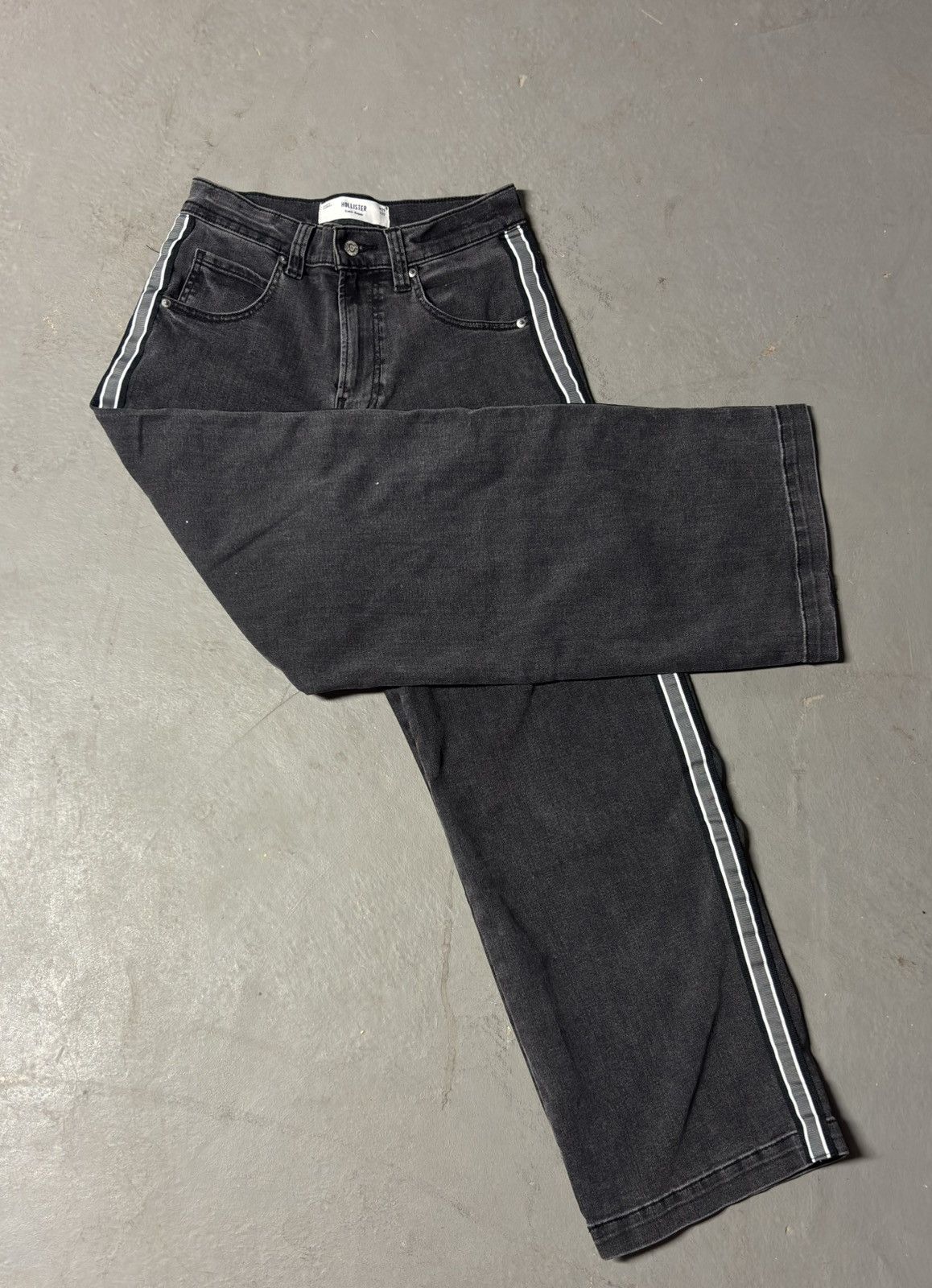 Hollister Men's Washed Black Taped Super Baggy Jeans Size US 29 - 2 Thumbnail
