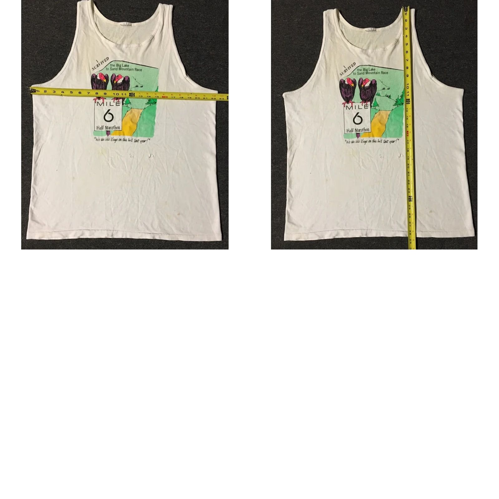 Vintage Vtg 90s I Survived The Big Lake Race Faded Distress Tank Top Shirt Mens L White 90s Grunge Surf Track Size US L / EU 52-54 / 3 - 8 Thumbnail