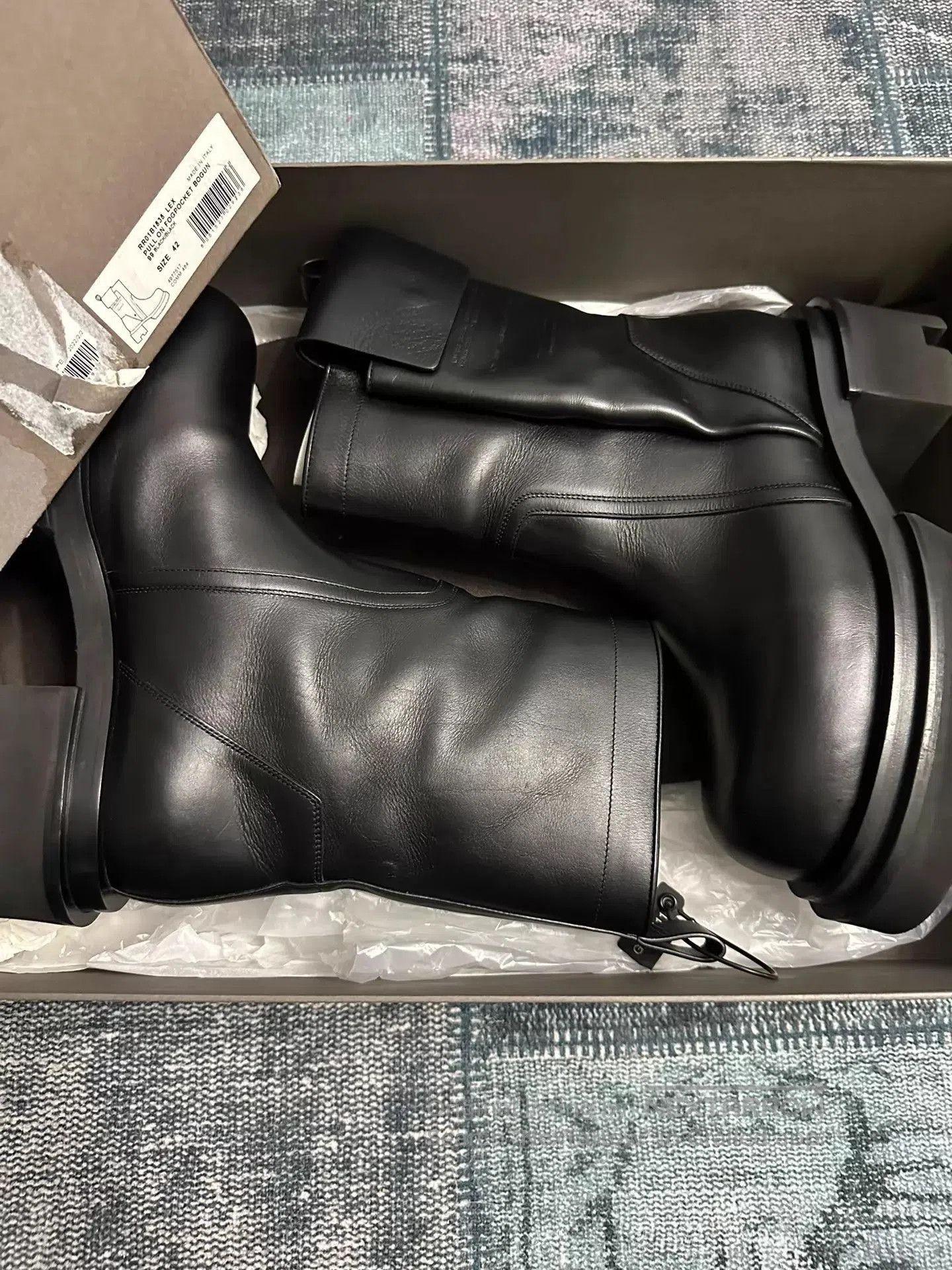 Rick Owens Black Leather Boots with Chunky Platform Sole Size 9. Size US 9 / EU 42 - 9 Thumbnail