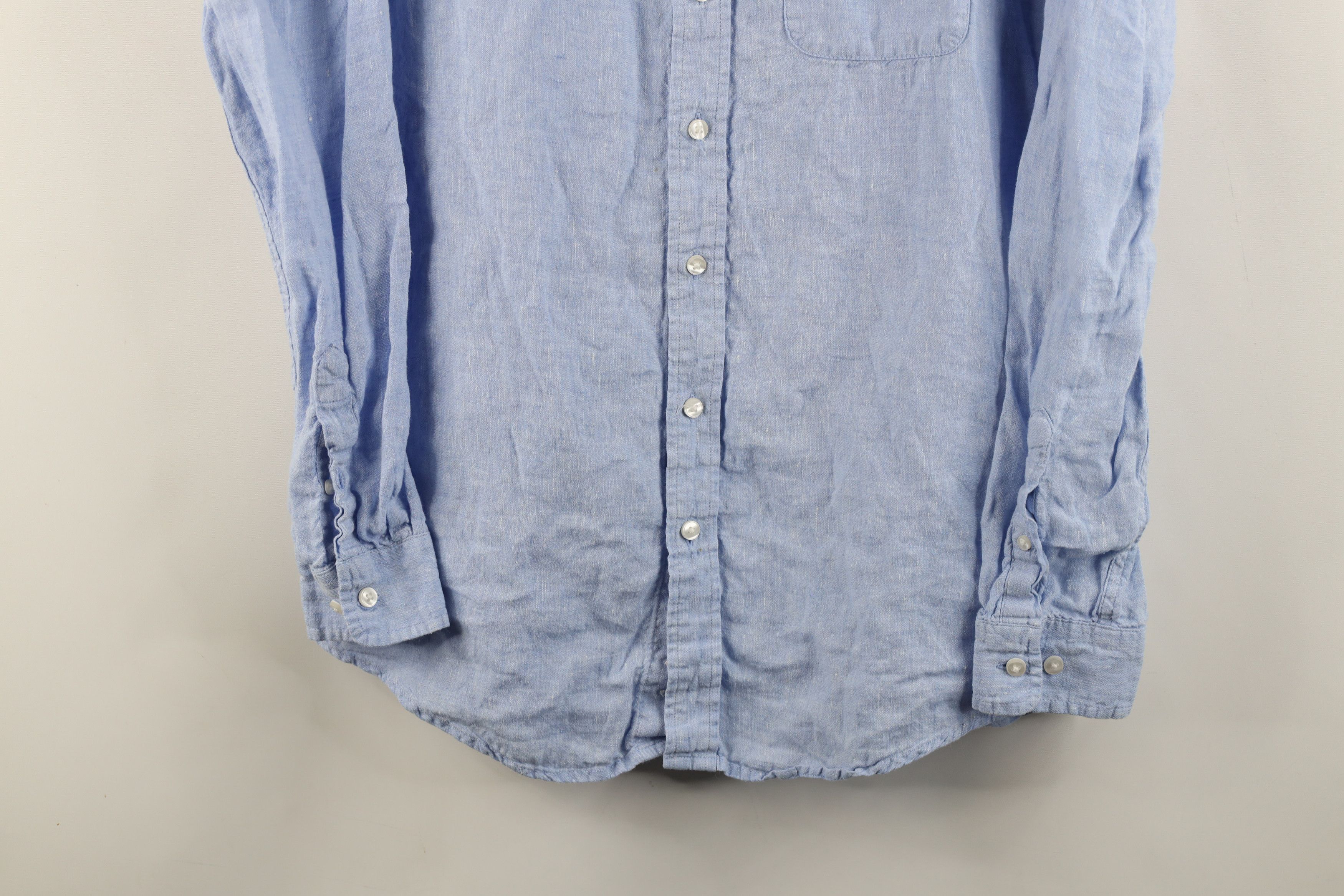 L.L. Bean × Vintage Vintage LL Bean Fitted Linen Collared Button Shirt Blue Size US M / EU 48-50 / 2 - 3 Thumbnail