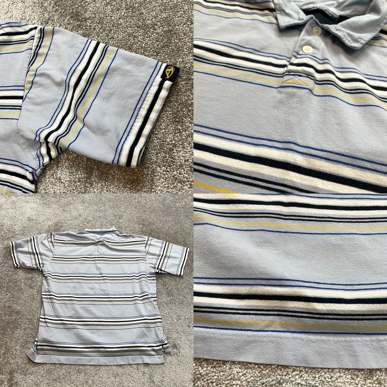 Vintage Aéropostale Polo Shirt Mens Large Light Blue Striped Golf Preppy Cotton Shirt Short Sleeve Polo/Navy Blue Mens Regular Fit Size US L / EU 52-54 / 3 - 8 Thumbnail
