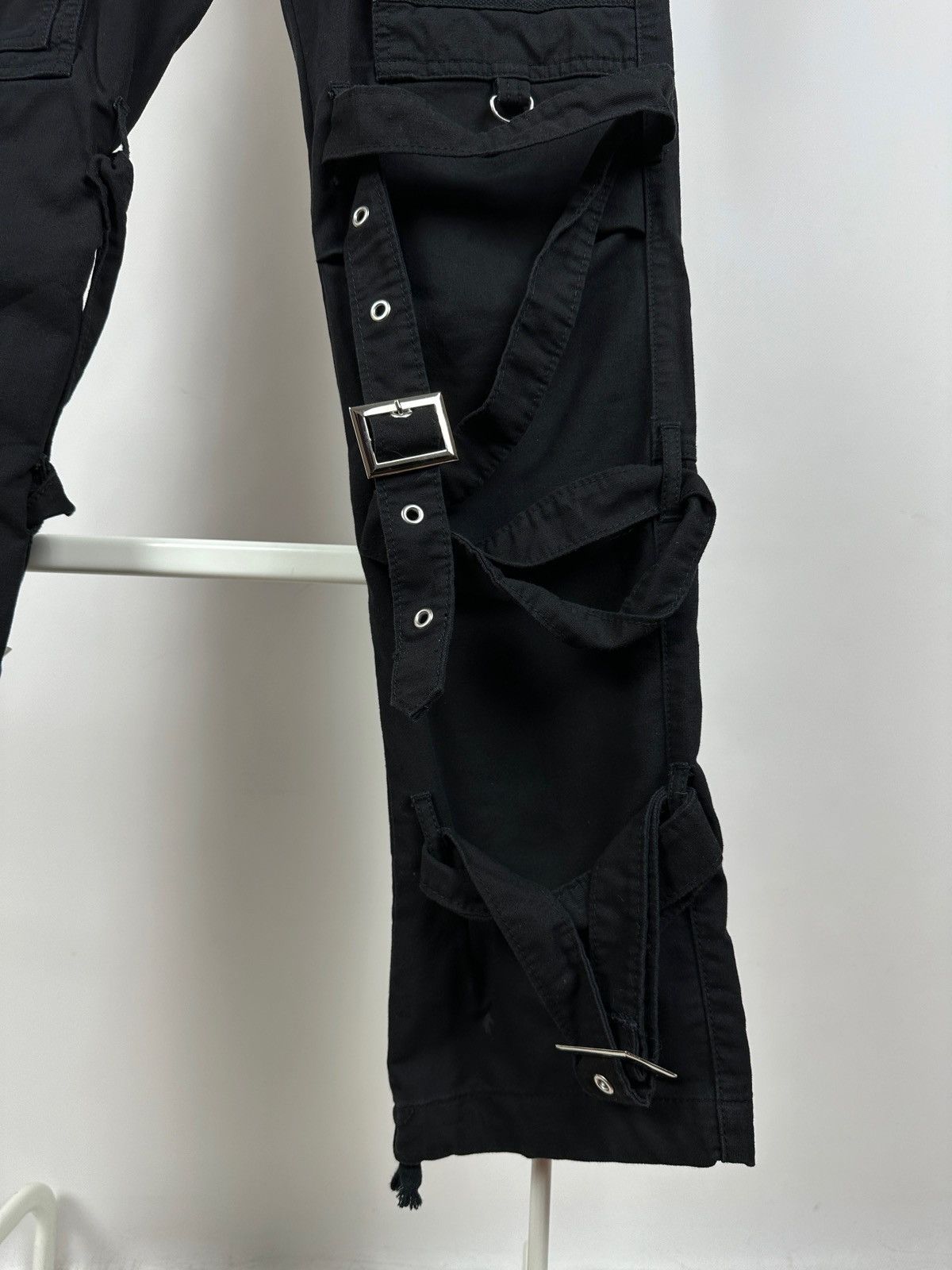 Japanese Brand Vintage Gothicana By EMP Punk Bondage Black Cargo Pants Size US 30 / EU 46 - 15 Thumbnail