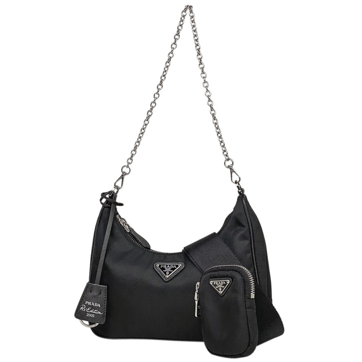 バッグ PRADA nylon body bag black plate logo Prada Logo Plate Shoulder Bag Nylon Nero Black