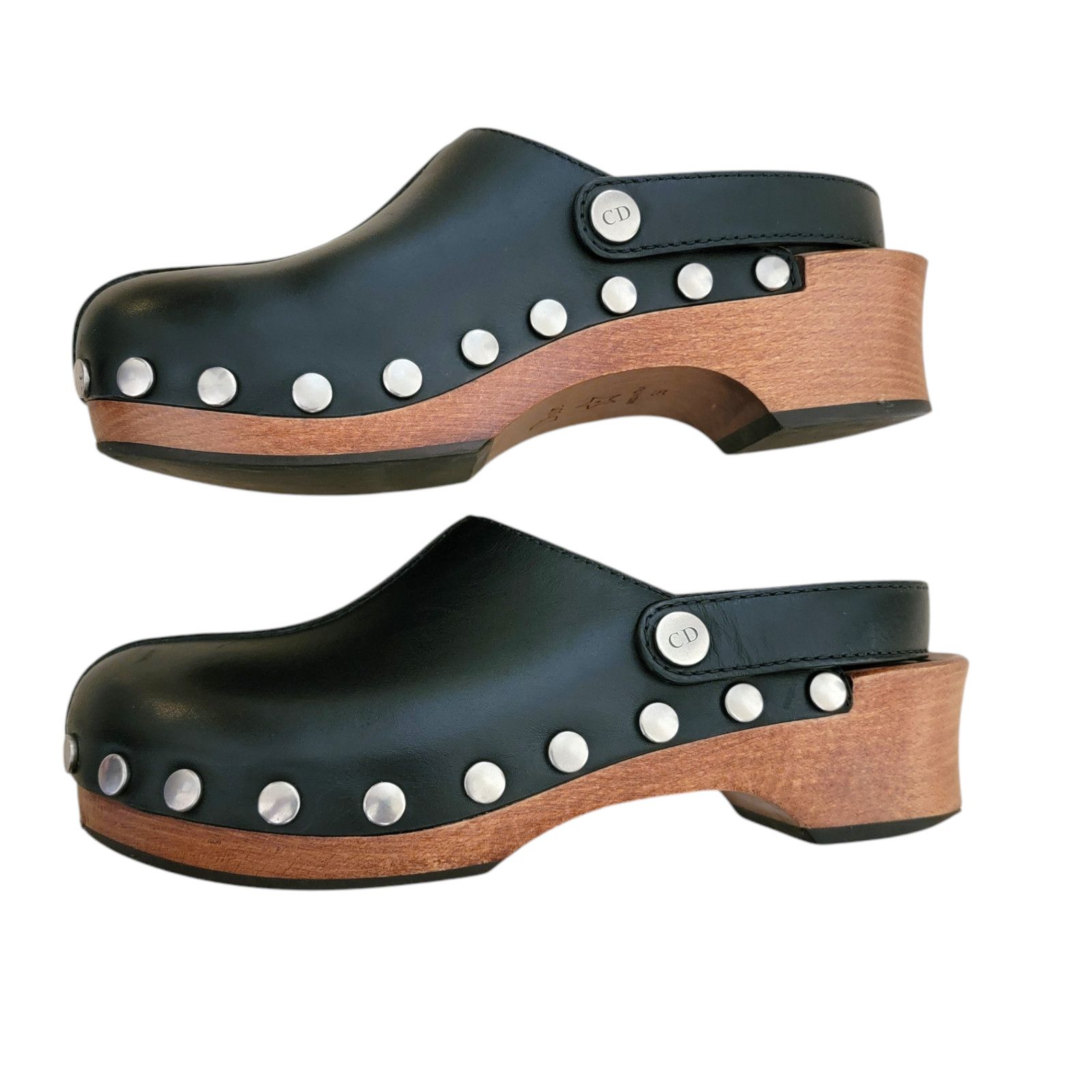 Christian Dior Diorquake Black Leather Clogs Mule Shoess Slingback Shoes, Women's (Size 6)