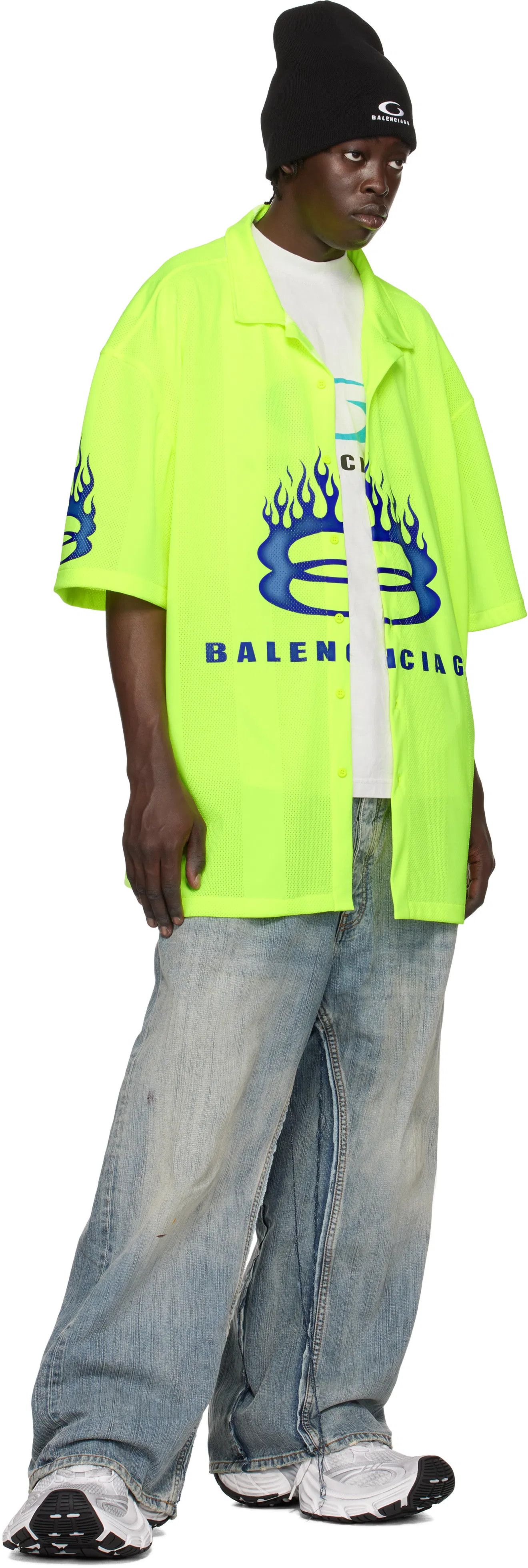 Balenciaga o1mt1gz0725 Short Sleeve Shirt in Fluo Yellow Size US M / EU 48-50 / 2 - 4 Thumbnail