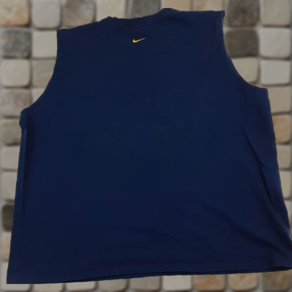 Nike VINTAGE Nike Tank Top 1990s Center Swoosh Navy 2XL Men Sleeveless T-Shirt Blue 90s Sports Mens Size US XXL / EU 58 / 5 - 1 Thumbnail
