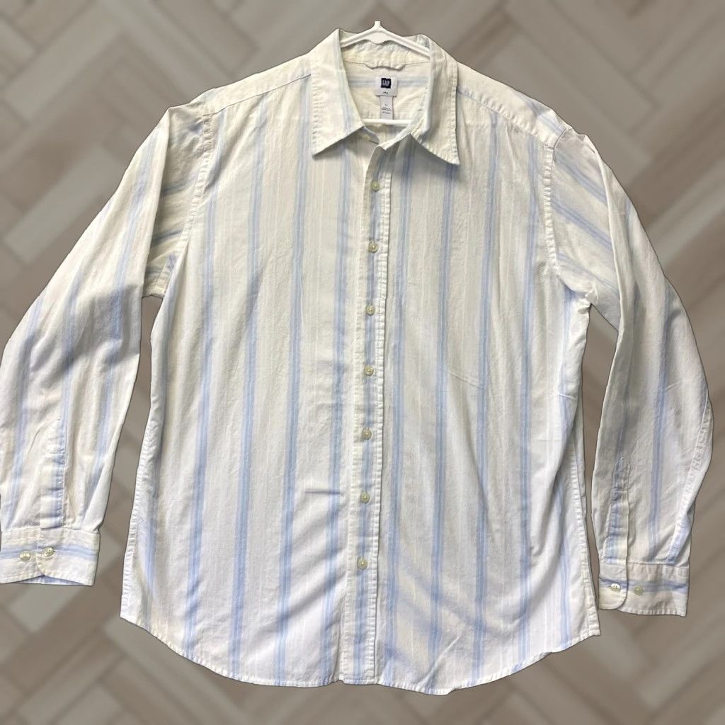Gap GAP Button-Up Shirt Mens XL Blue White Striped Long Sleeve Casual /108-22 Size US XL / EU 56 / 4 - 1 Thumbnail