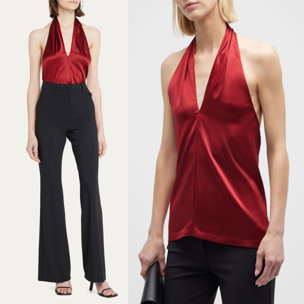 Theory NWT New $255 Theory Silk Red Satin Halter Top Size S Size S / US 4 / IT 40 - 2 Thumbnail