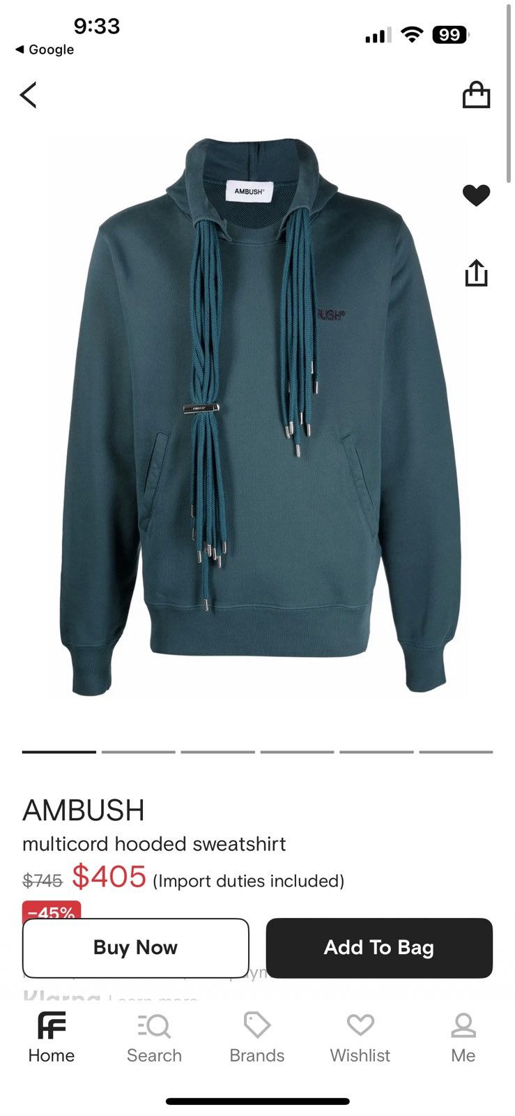 Ambush Design AMBUSH Dark Green Hooded Sweatshirt, Men’s XXS Size US XXS / EU 40 - 8 Thumbnail