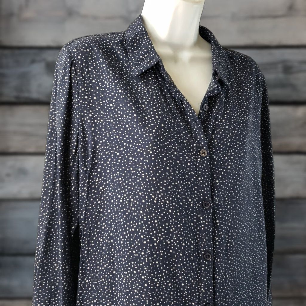 Vintage Joules Shirt Women Elvina Button Front Long Sleeve Sz 10 Blue White Star Print Size L / US 10 / IT 46 - 1 Thumbnail