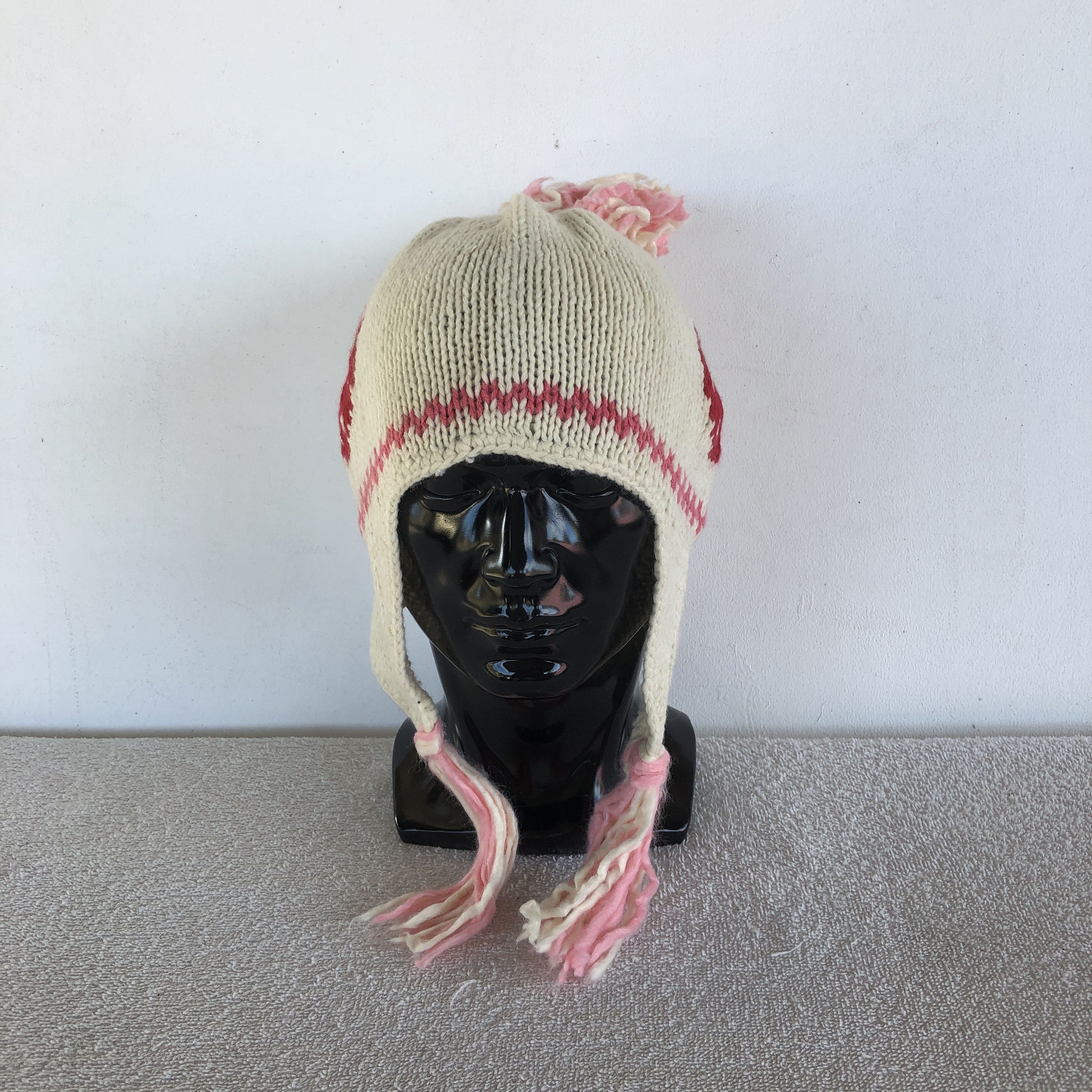 Japanese Brand Vintage 90s Strawberry Earflap Beanie Pompom Snow Caps Hats Size ONE SIZE - 2 Thumbnail