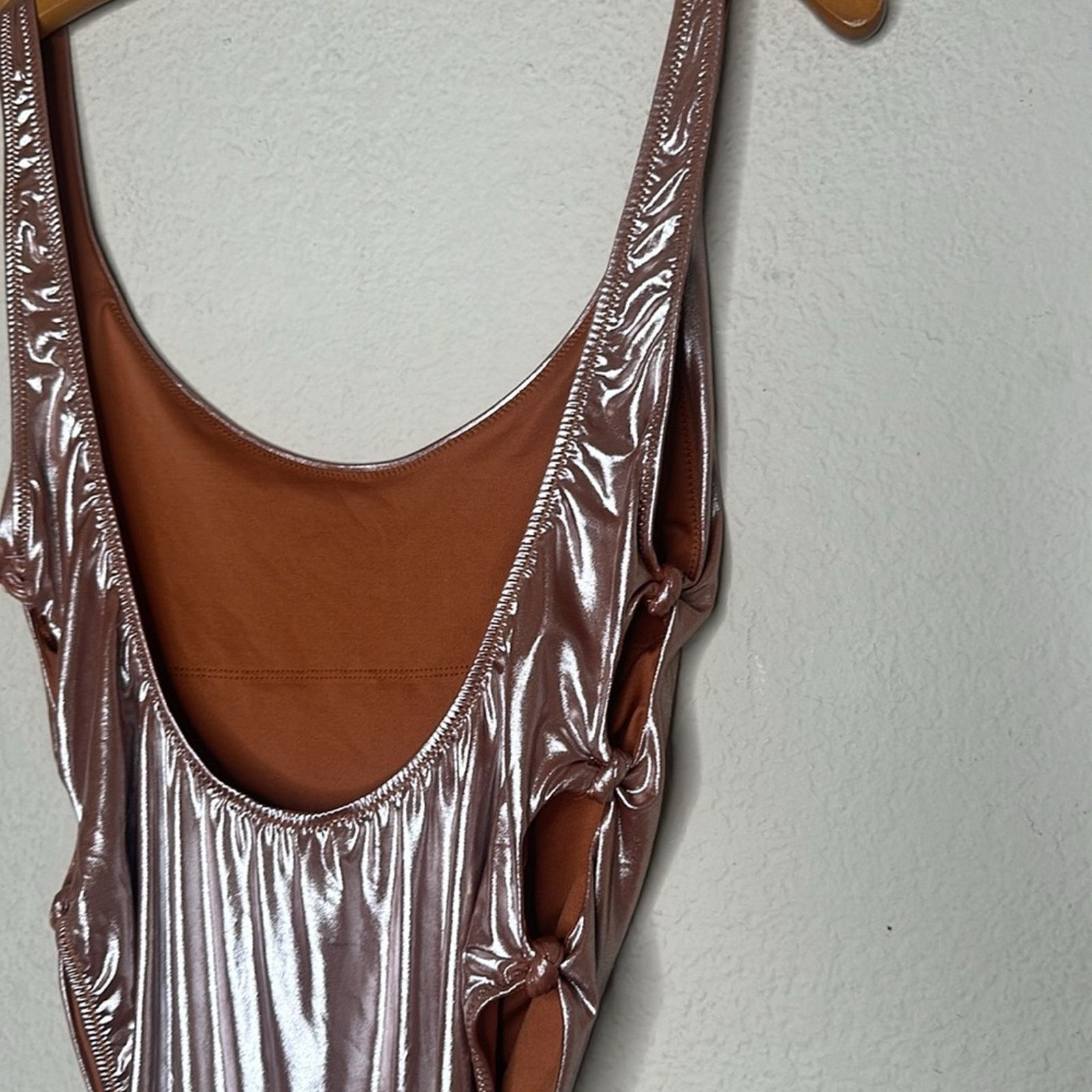 NWT Zara Women’s One Piece Swimsuit Metallic Rose Gold MED