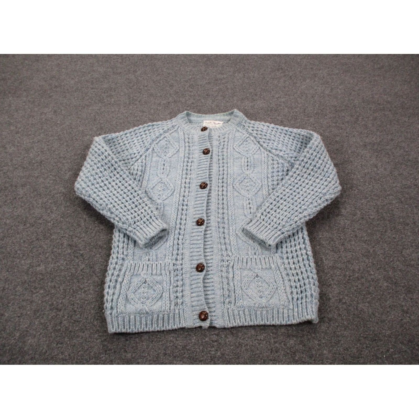 Gap VINTAGE Purple Heather Gap Of Dunloe Sweater Womens L Crew Neck Cable-Knit Wool Blue Heather Cardigan Size L / US 10 / IT 46 - 2 Thumbnail