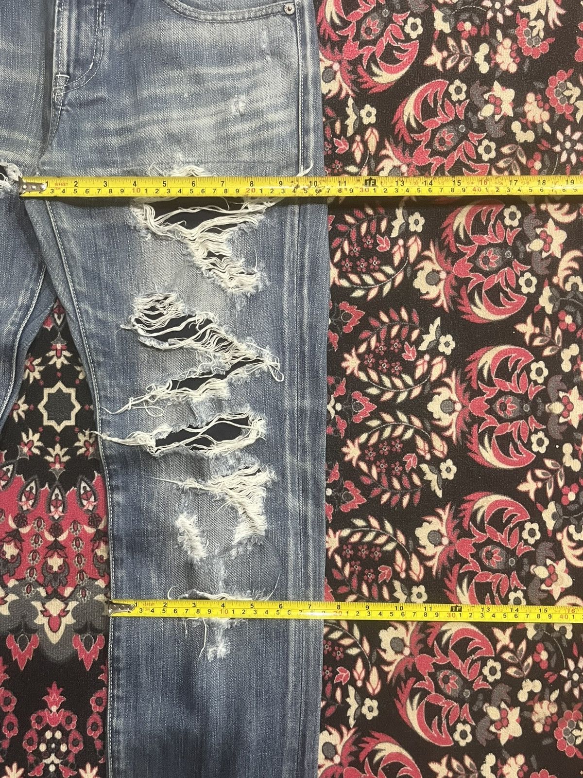 BUFFALO BOBS Japanese Brand Buffalo Bobs Trashed Ripped Skinny Fit Jeans Size US 32 / EU 48 - 14 Thumbnail