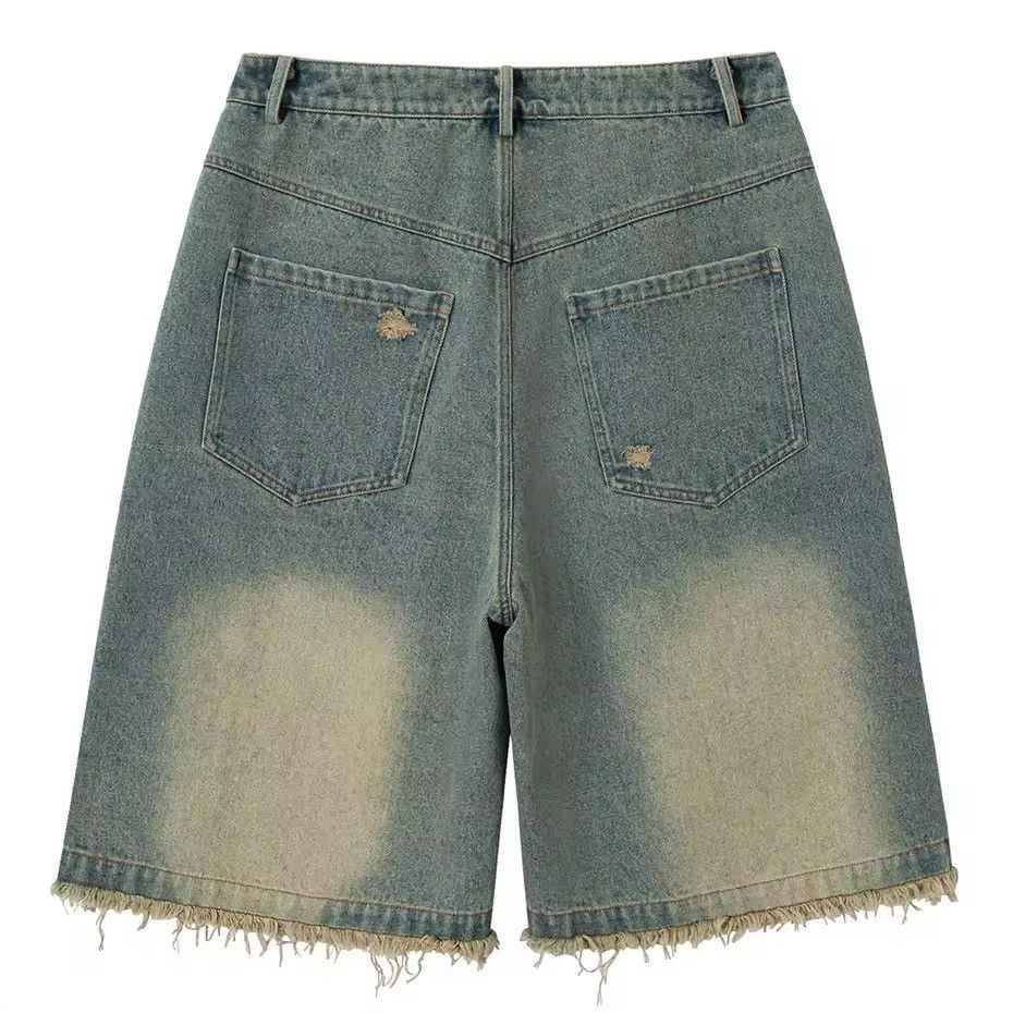 Designer × Vintage Patchwork Streetwear Washed Retro Loose Hip Hop Shorts Size US 32 / EU 48 - 6 Thumbnail