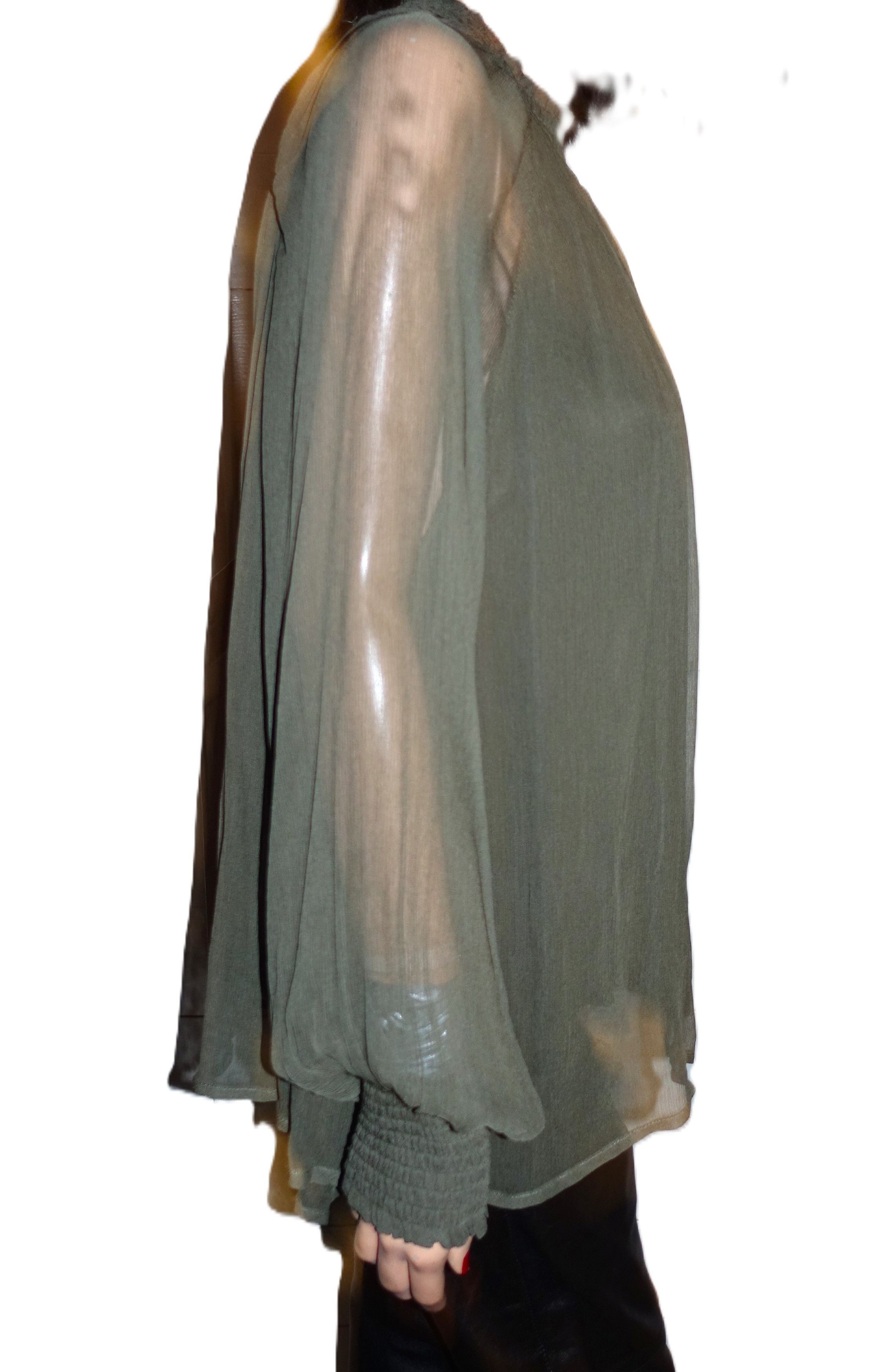 Other Grade & Gather Moss Green Sheer Blouse S Size S / US 4 / IT 40 - 6 Thumbnail