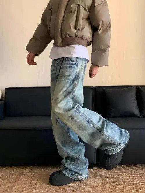 VIBE Vintage washed dirty high street Y2K baggy jeans Size US 34 / EU 50 - 2 Thumbnail