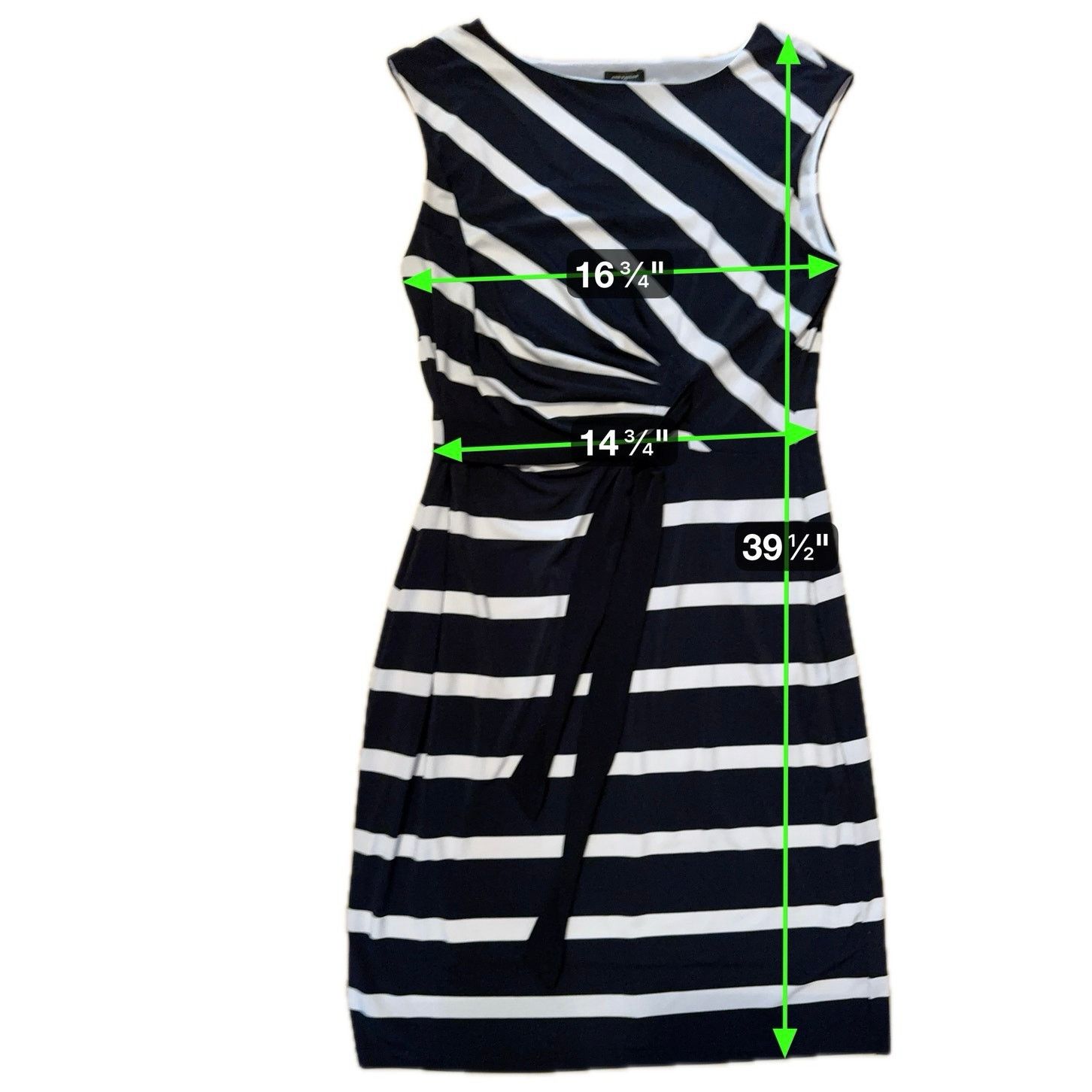 Ann Taylor Ann Taylor Black White Striped Belted Sheath Dress M Work Size M / US 6-8 / IT 42-44 - 6 Thumbnail