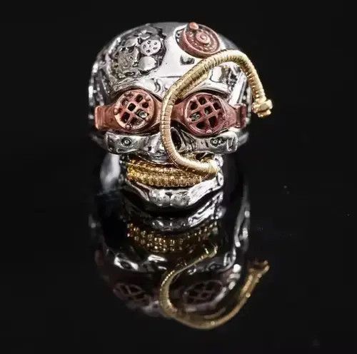 Other New hot selling machine gold skull head men's ring Size ONE SIZE - 3 Thumbnail